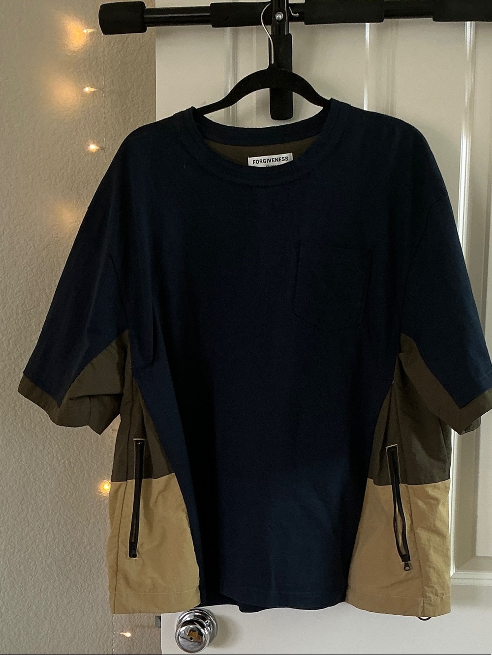 Forgiveness Colorblock Pocket Tee in Navy, Olive & Khaki